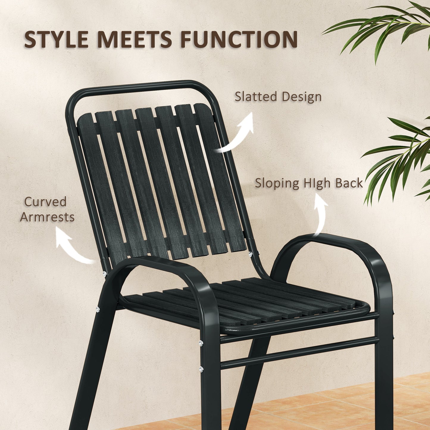 3 Pieces Patio Bistro Set with Stackable Chairs