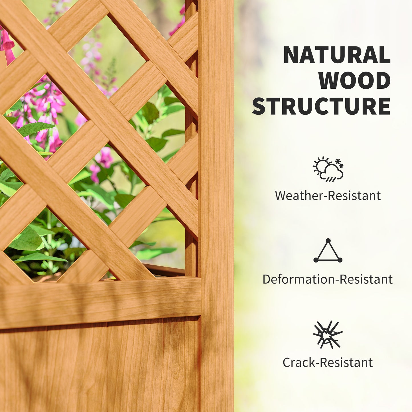 Wooden Raised Garden Bed with Trellis, Liner, Drainage Holes
