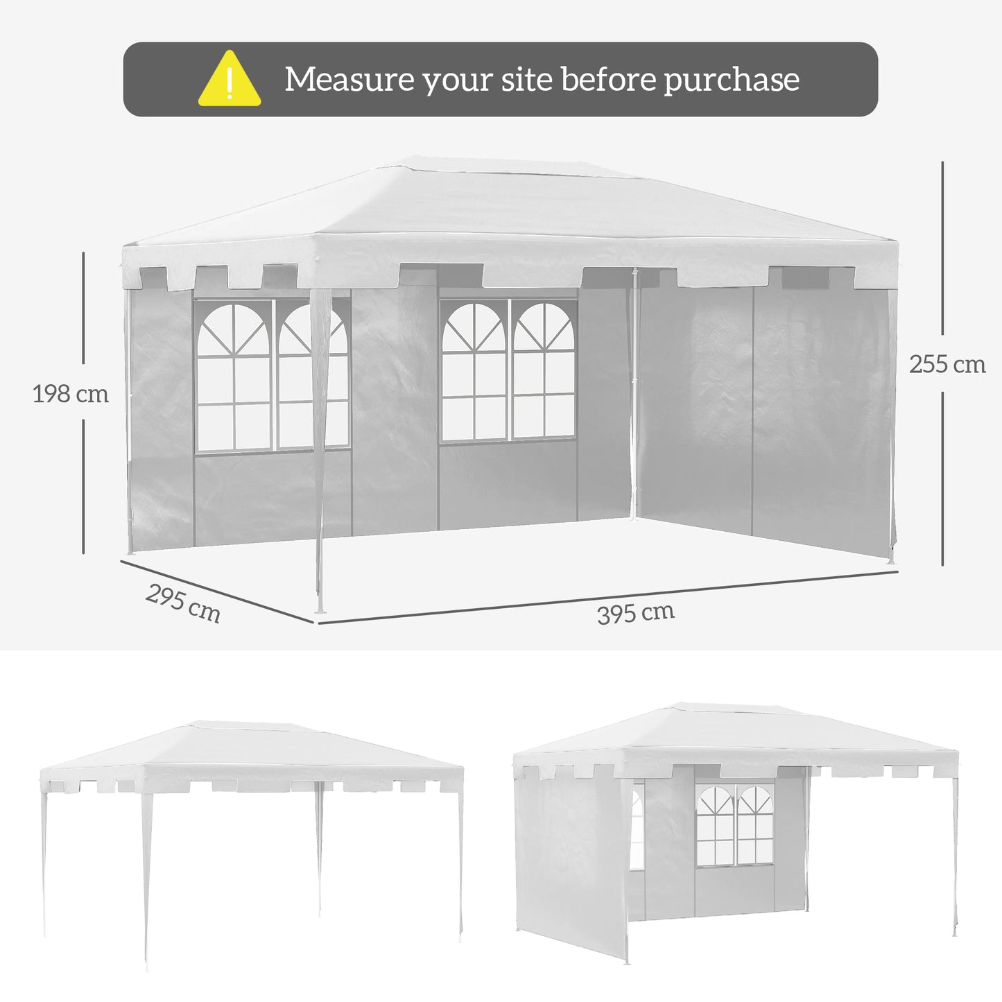 3 x 4 m Garden Gazebo Shelter Marquee Party Tent with 2 Sidewalls