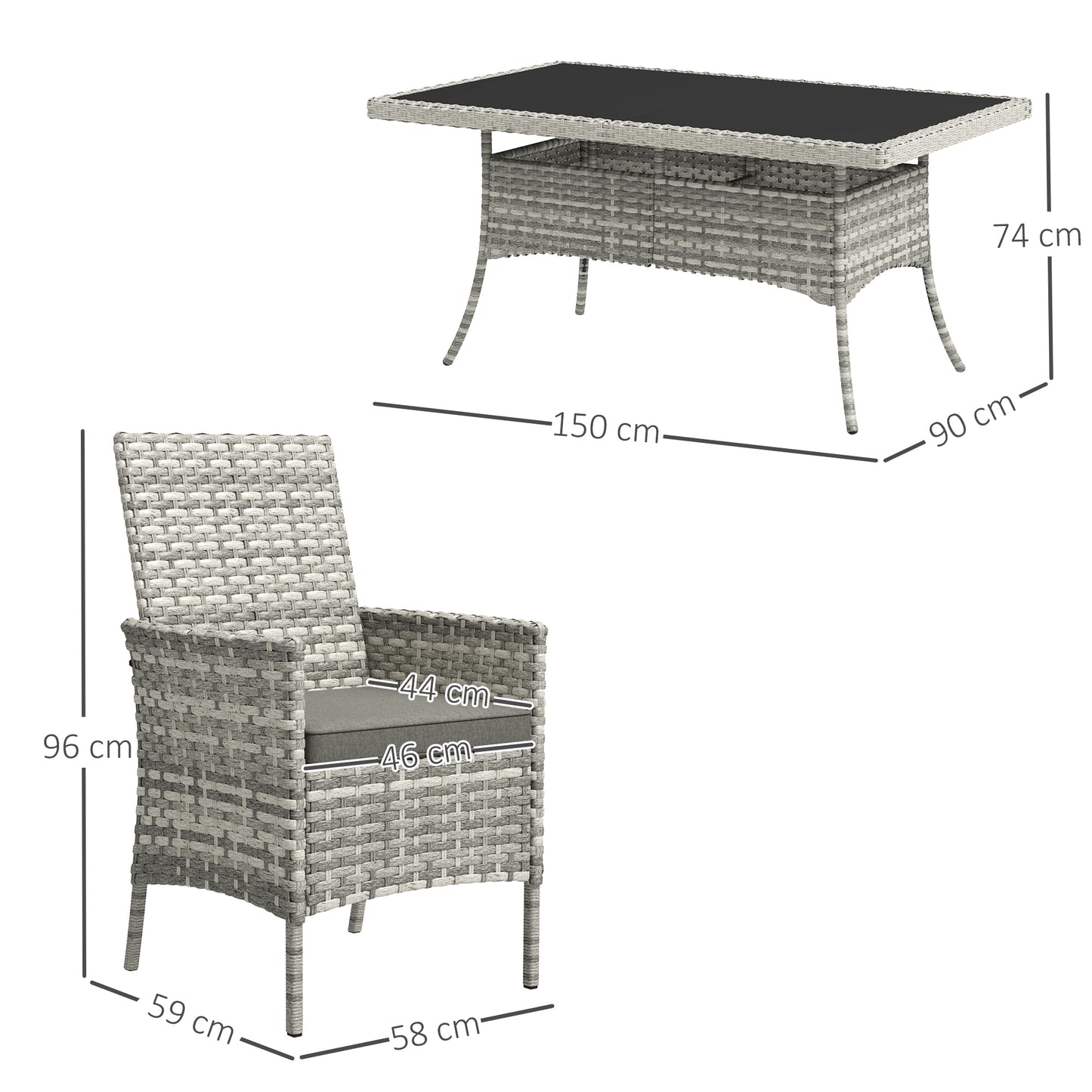 Seven-Piece Rattan Dining Set - Mixed