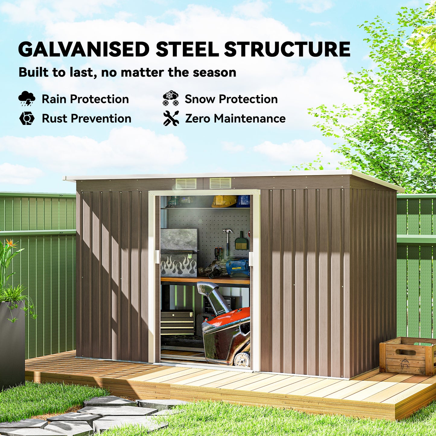 4 x 9ft Metal Shed, with Foundation Shed