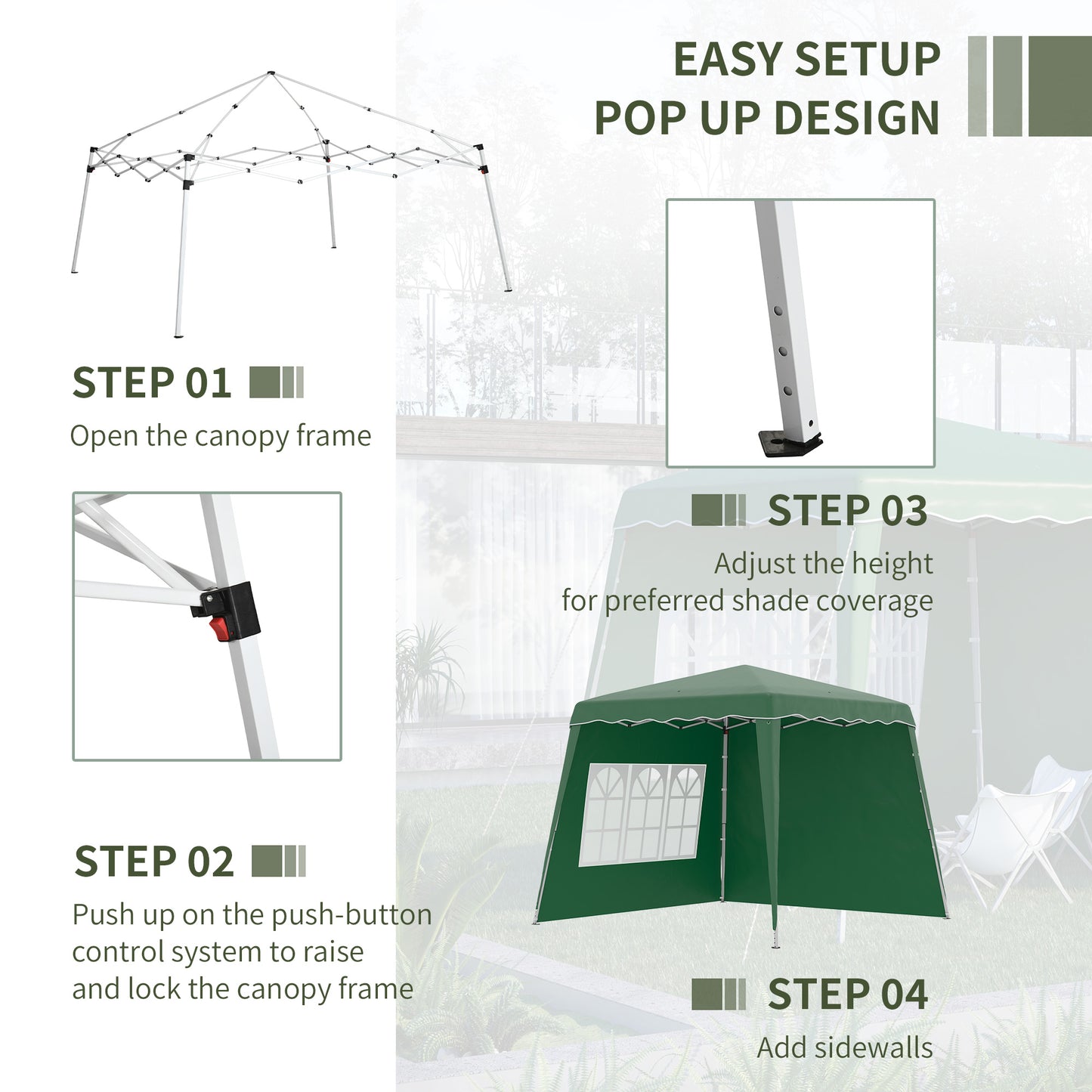 2.4 x 2.4m Two Wall Pop Up Gazebo