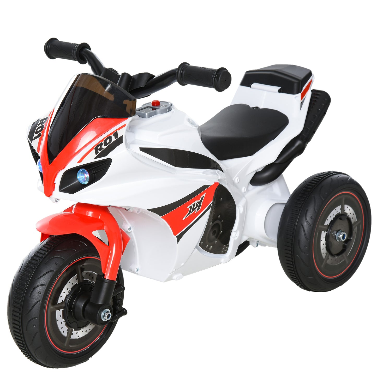 Kids Ride-On Police Bike 3-Wheel Vehicle w/ Music Lights Safe Seat