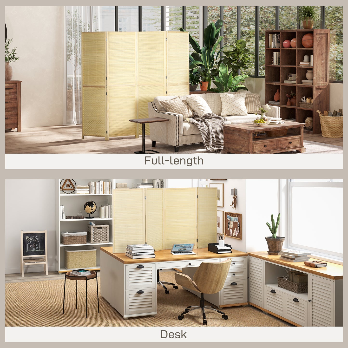 Room Divider, Freestanding Privacy Screen, 4 Panel Folding