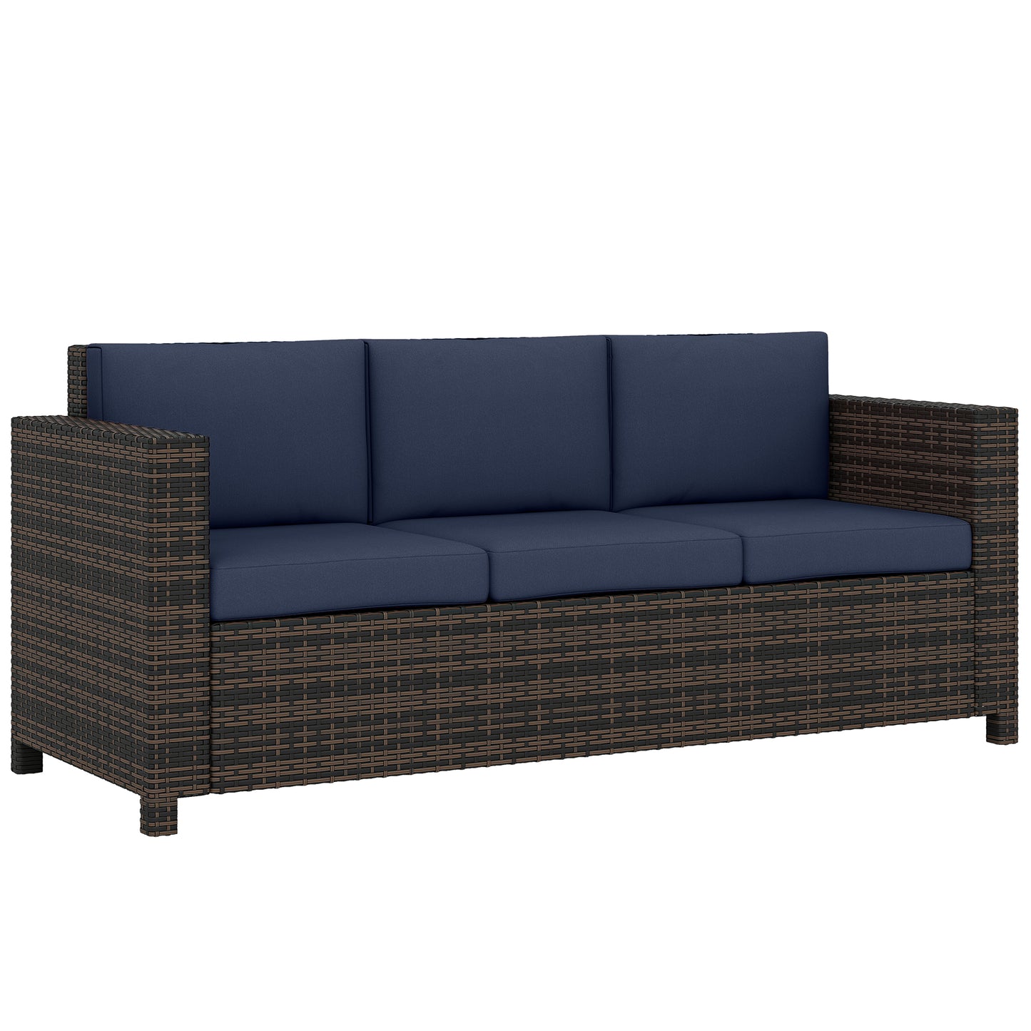 3 Seater Rattan Sofa All-Weather Wicker Weave Metal Frame Chair (1)