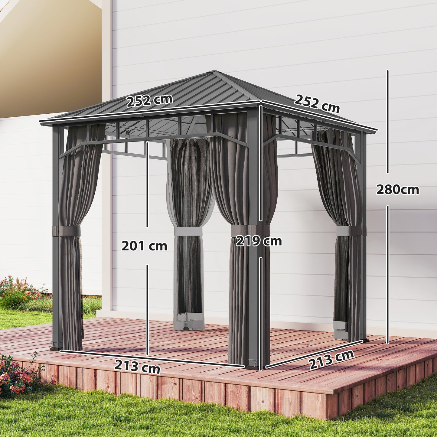2.5 x 2.5 m Hardtop Gazebo with Galvanised Steel Roof