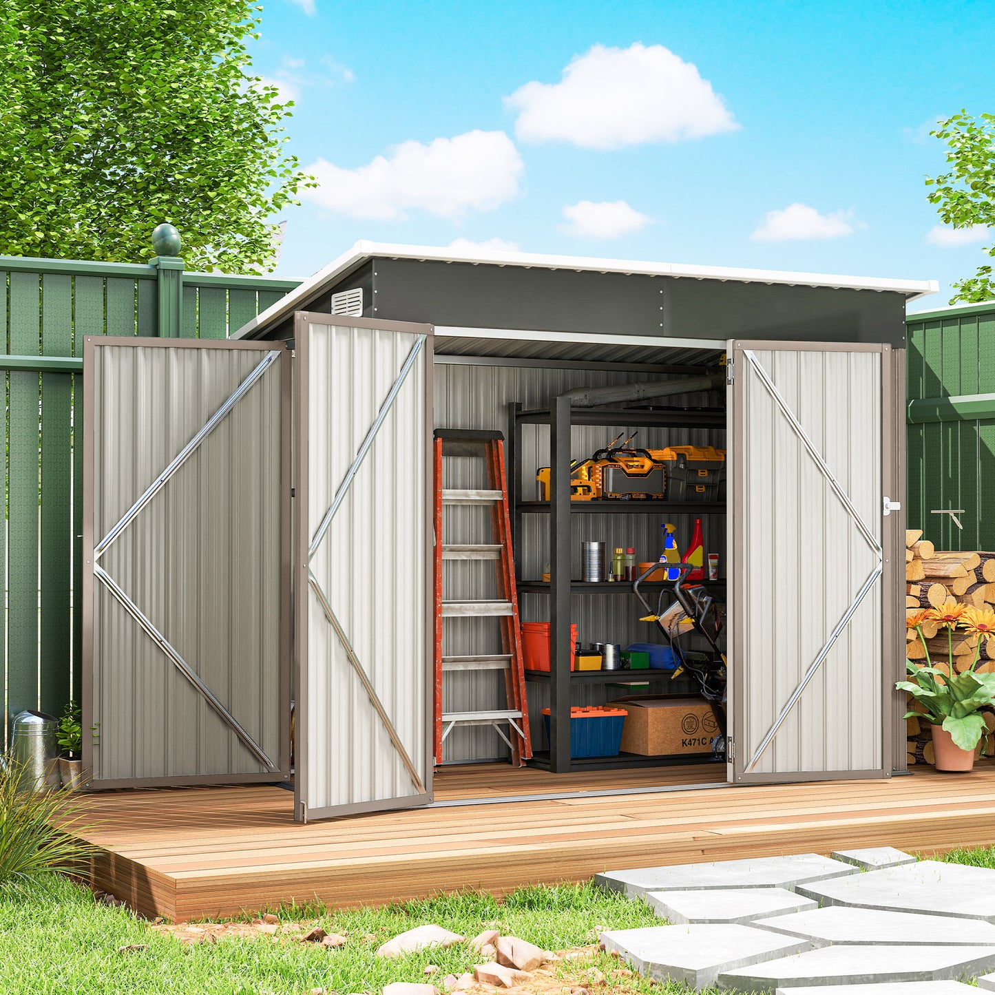 7.5 x 4.3ft Metal Garden Storage Shed