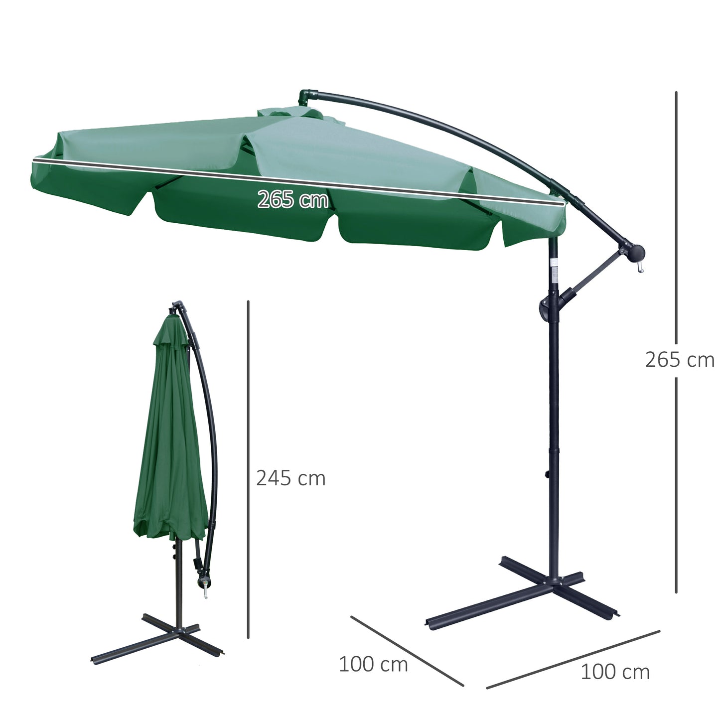 2.7m Garden Parasol Cantilever Umbrella with Crank Handle