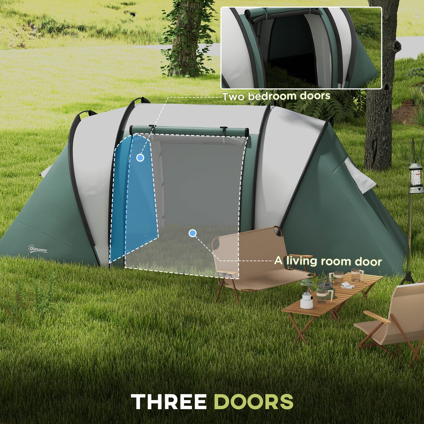 Two-Man Tent, with Bedrooms, Living Room and Canopy
