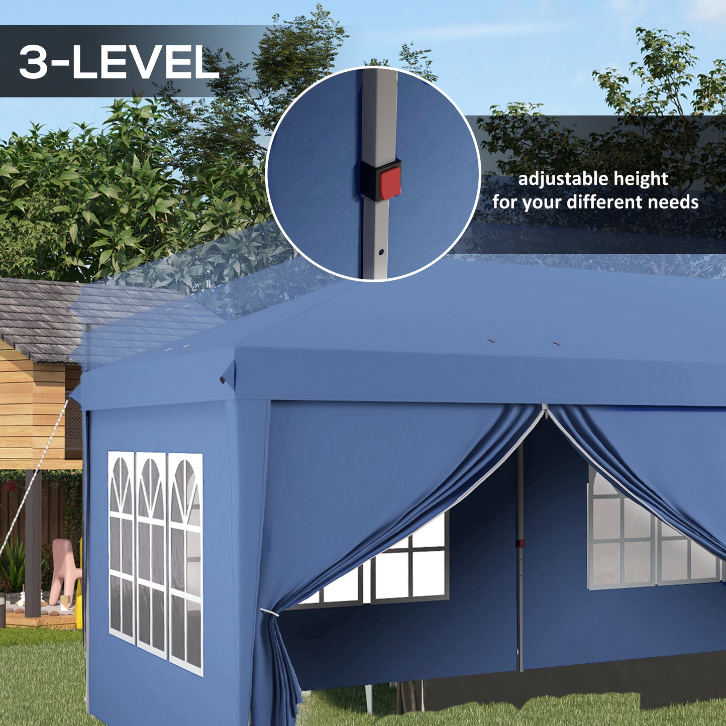 3 x 6m Pop-Up Gazebo, with Curtain Walls and Windows