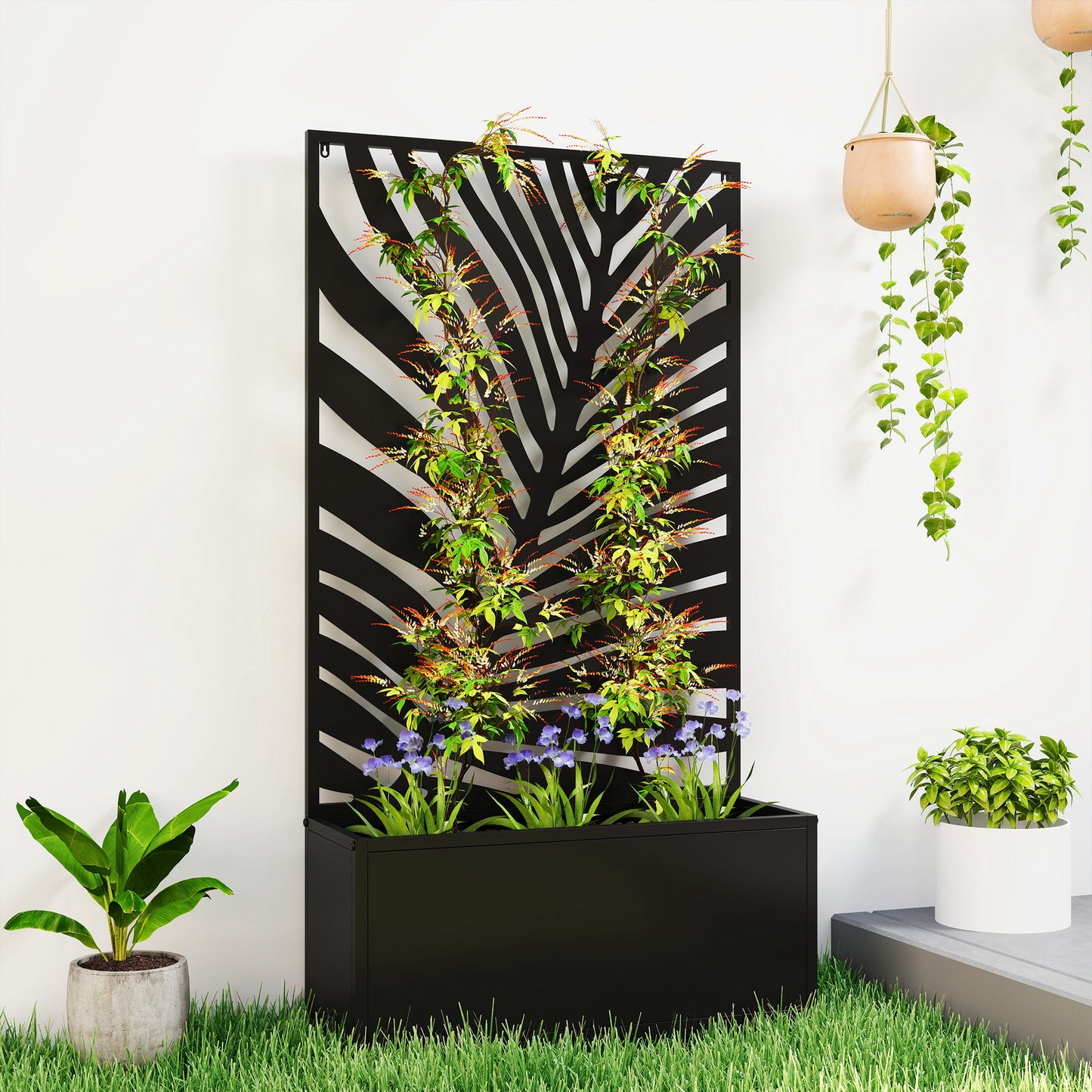 Metal Garden Bed for Garden with Trellis