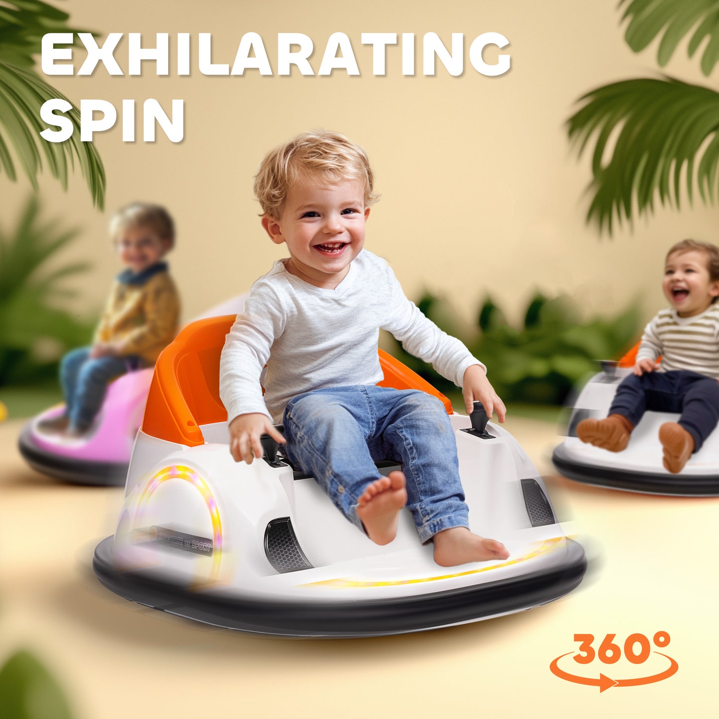 360° Rotation Kids Bumper Car, 12V Waltzer Car with Remote Control