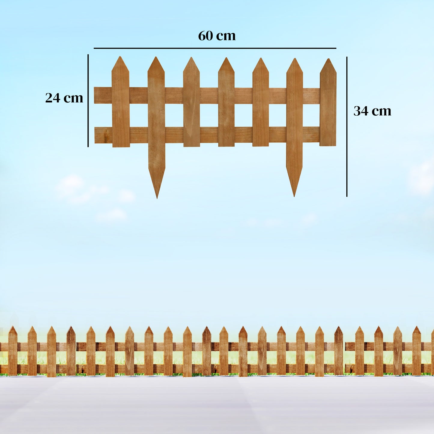 Pack of 12 Wooden Border Fences