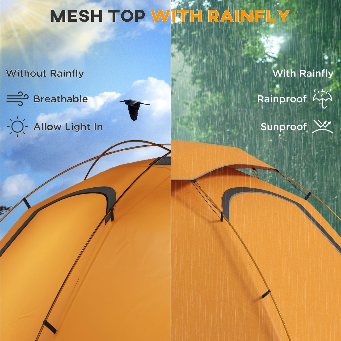 Aluminium Frame Camping Tent Dome Tent with Removable Rainfly