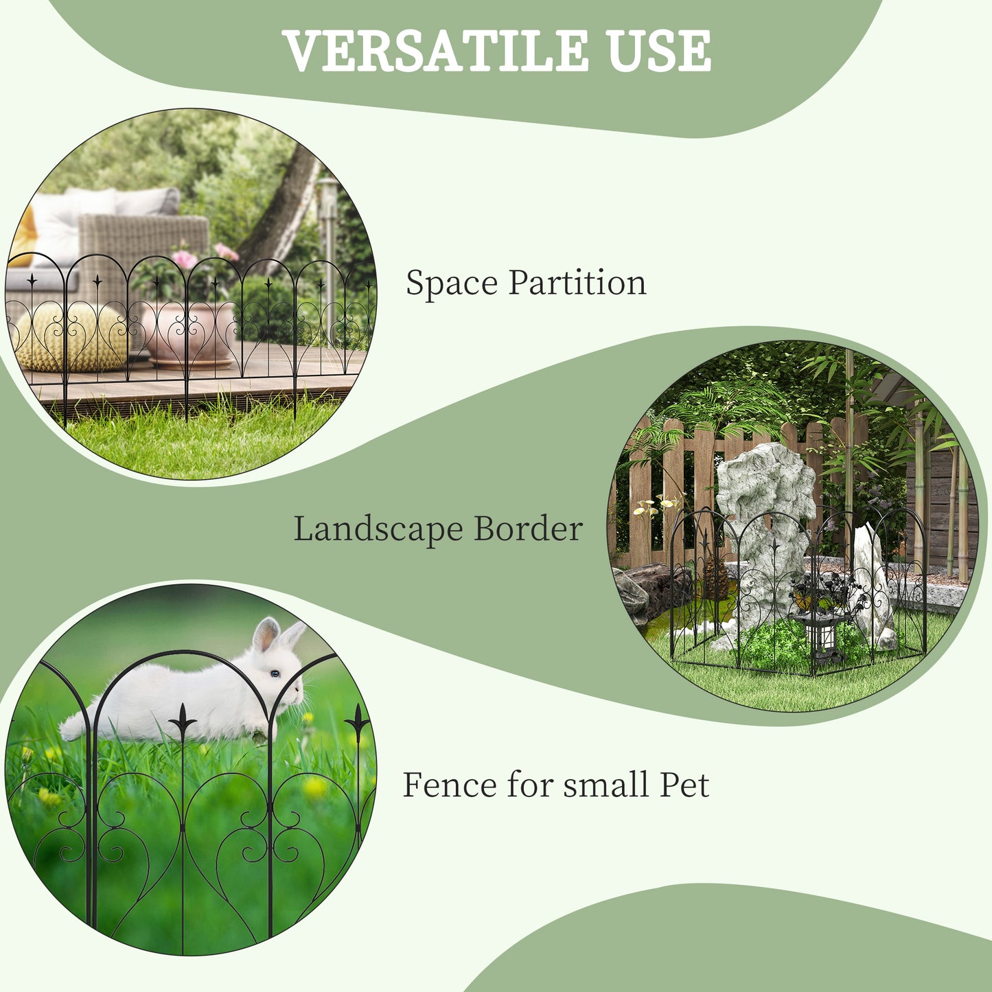 Set of Five Decorative Heart Metal Fence Panels