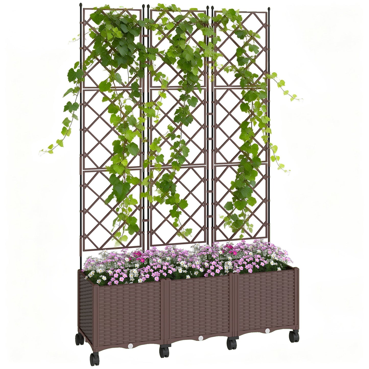 Plastic Raised Planter with Trellis