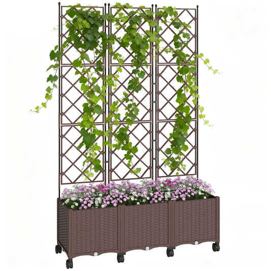 Plastic Raised Planter with Trellis