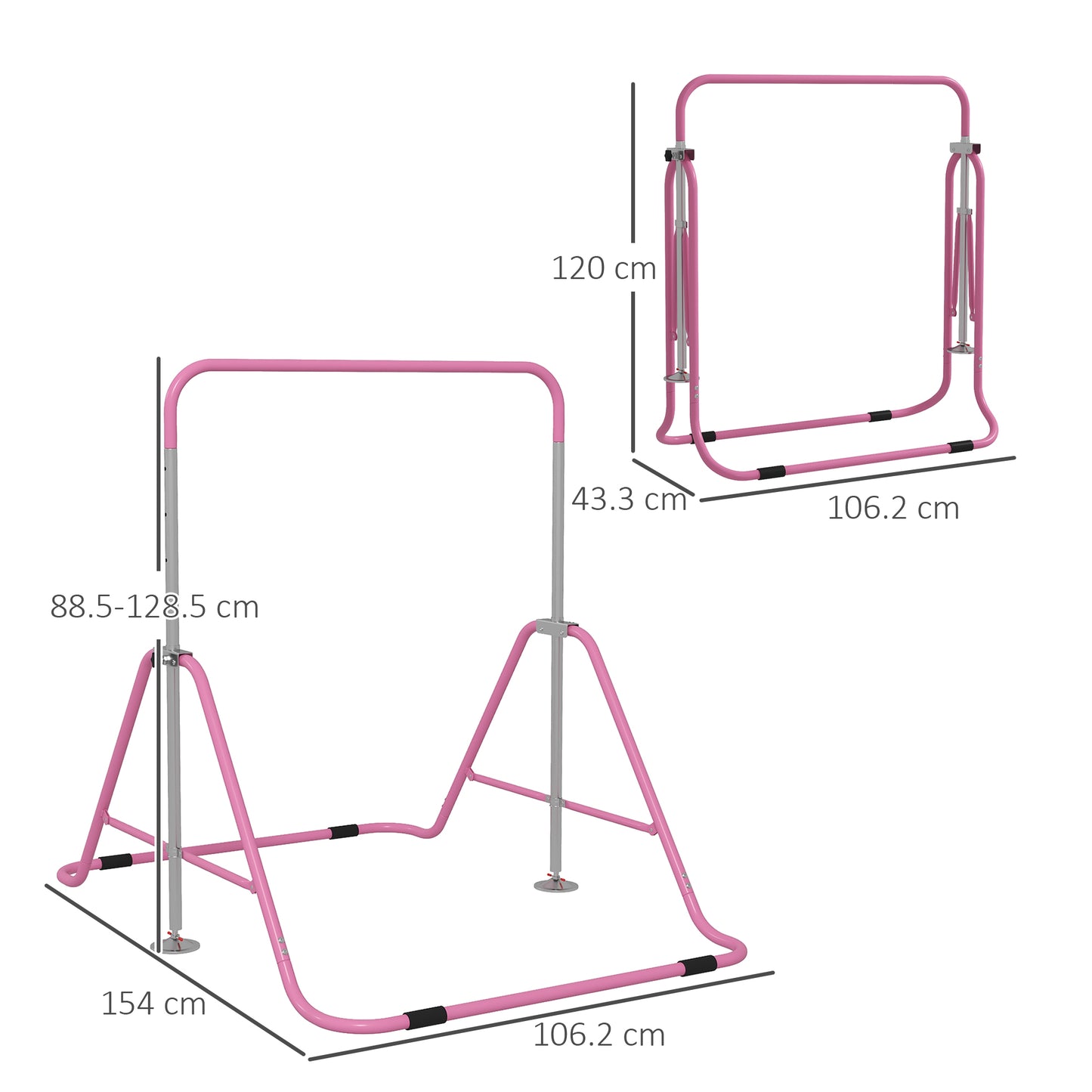Kids Gymnastic Bar, with Adjustable Height, Foldable Horizontal Bars