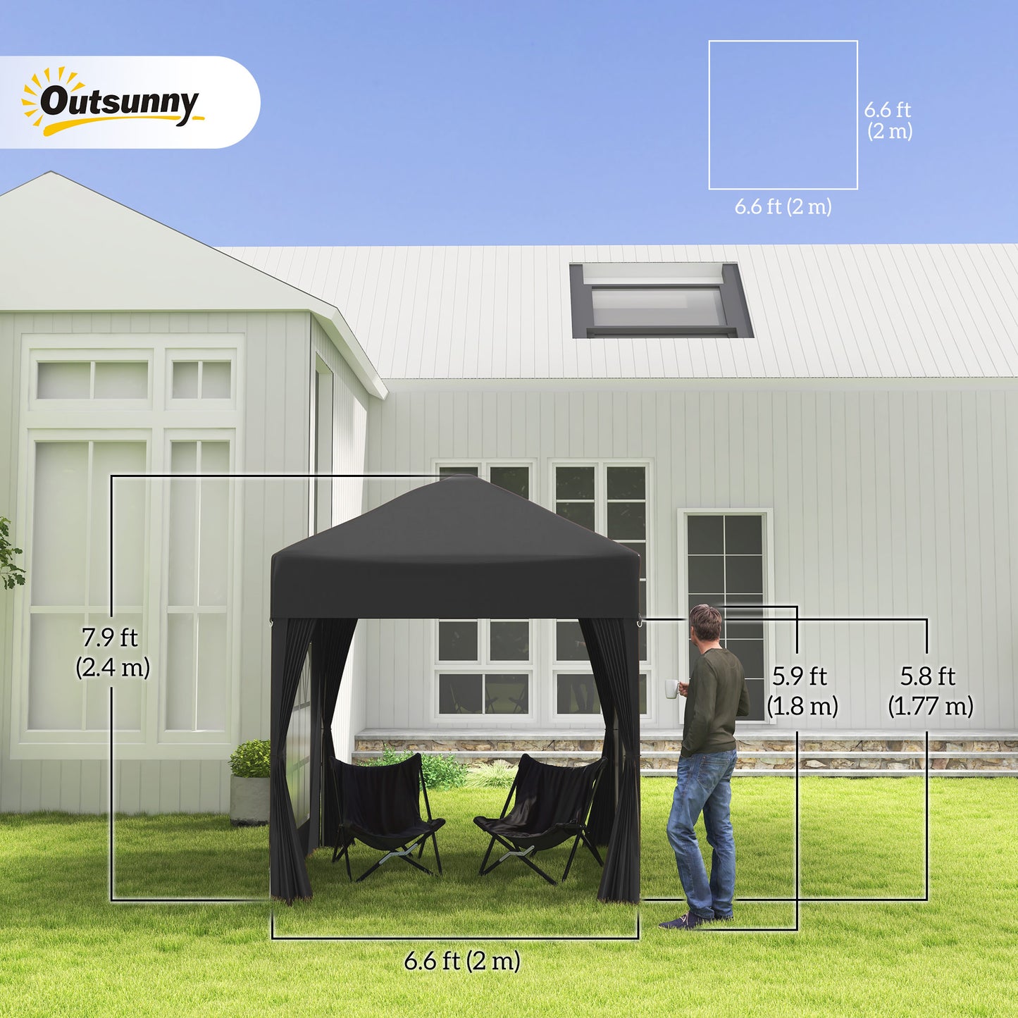 2 x 2 m Garden Pop Up Gazebo, Wedding Party Tent Marquee