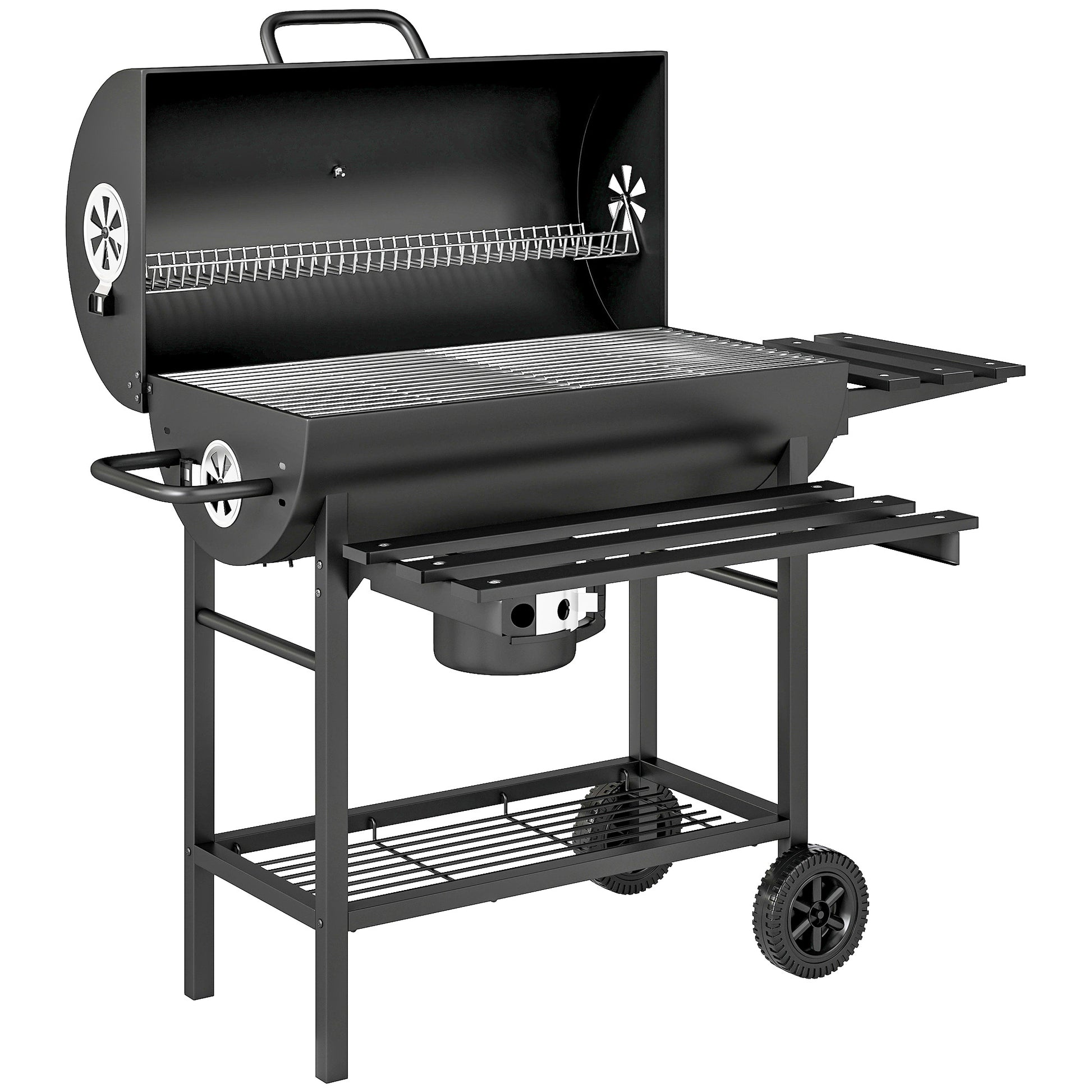Charcoal BBQ Grill with Foldable Front Side Shelf