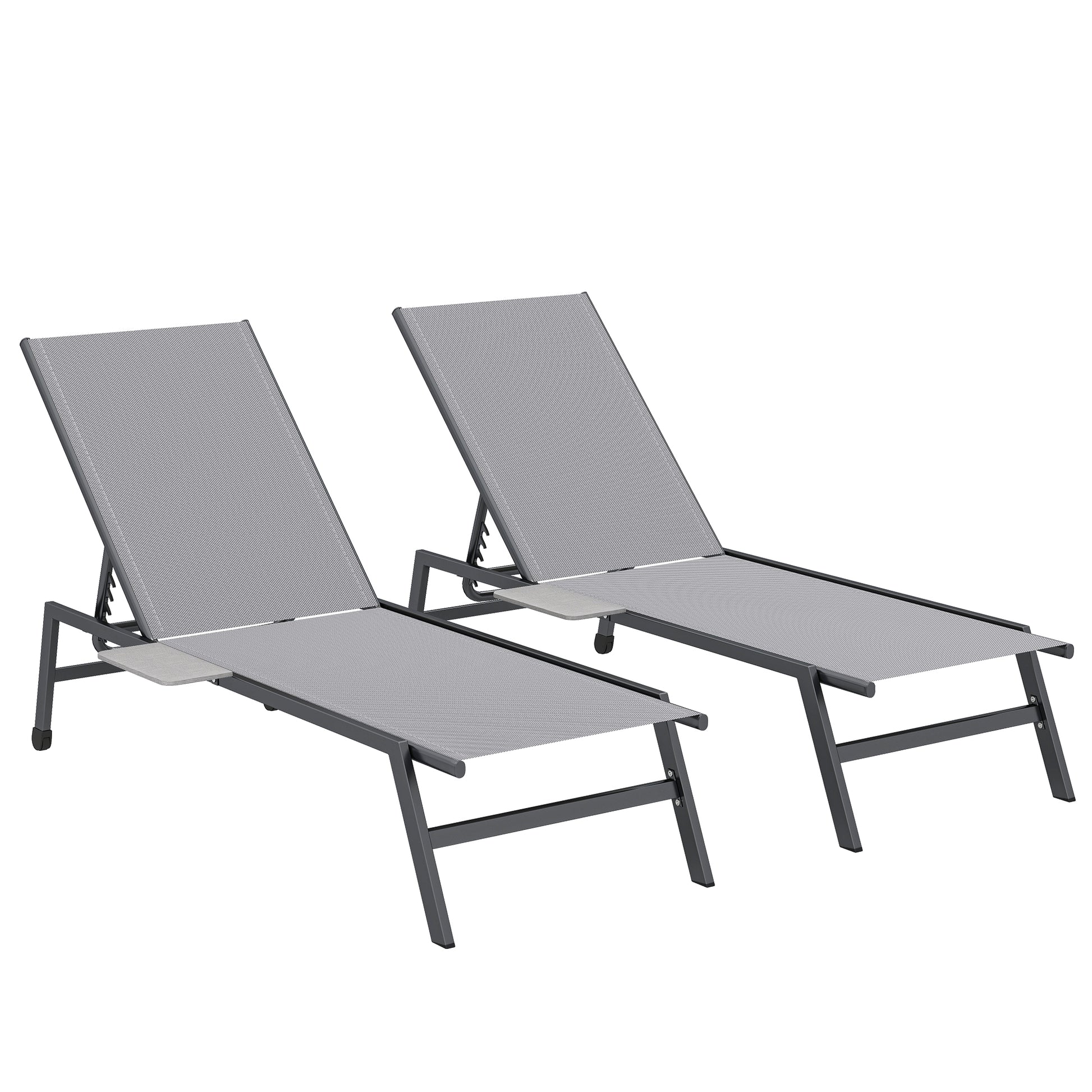 Sun Loungers Set of 2 with Side Tray Table