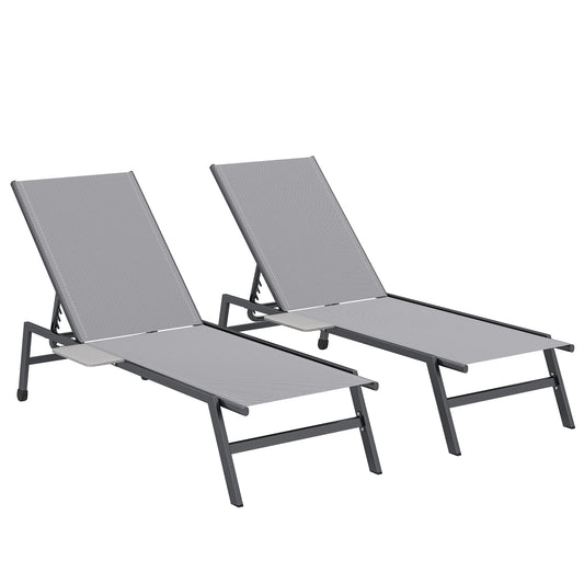 Sun Loungers Set of 2 with Side Tray Table