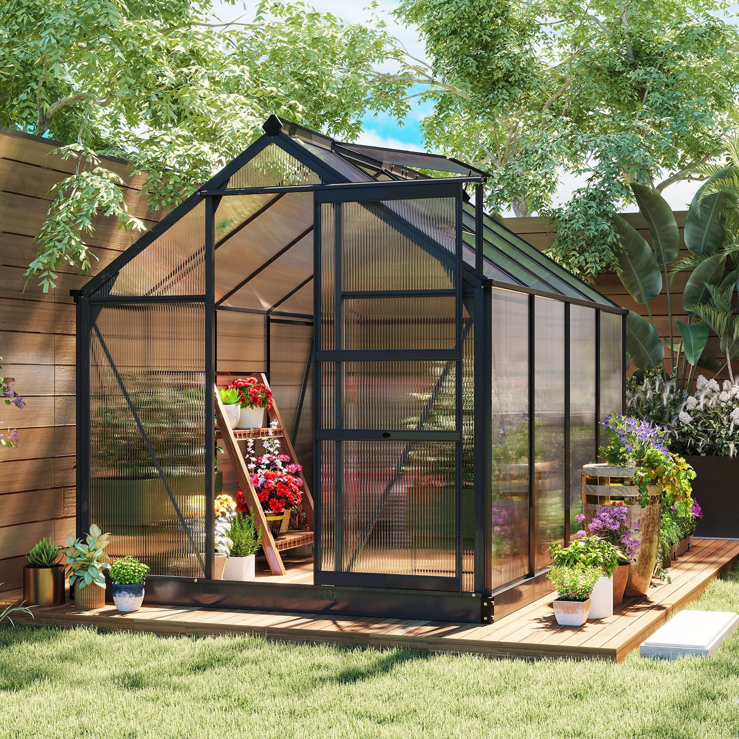 6 x 8ft Polycarbonate Greenhouse (1)