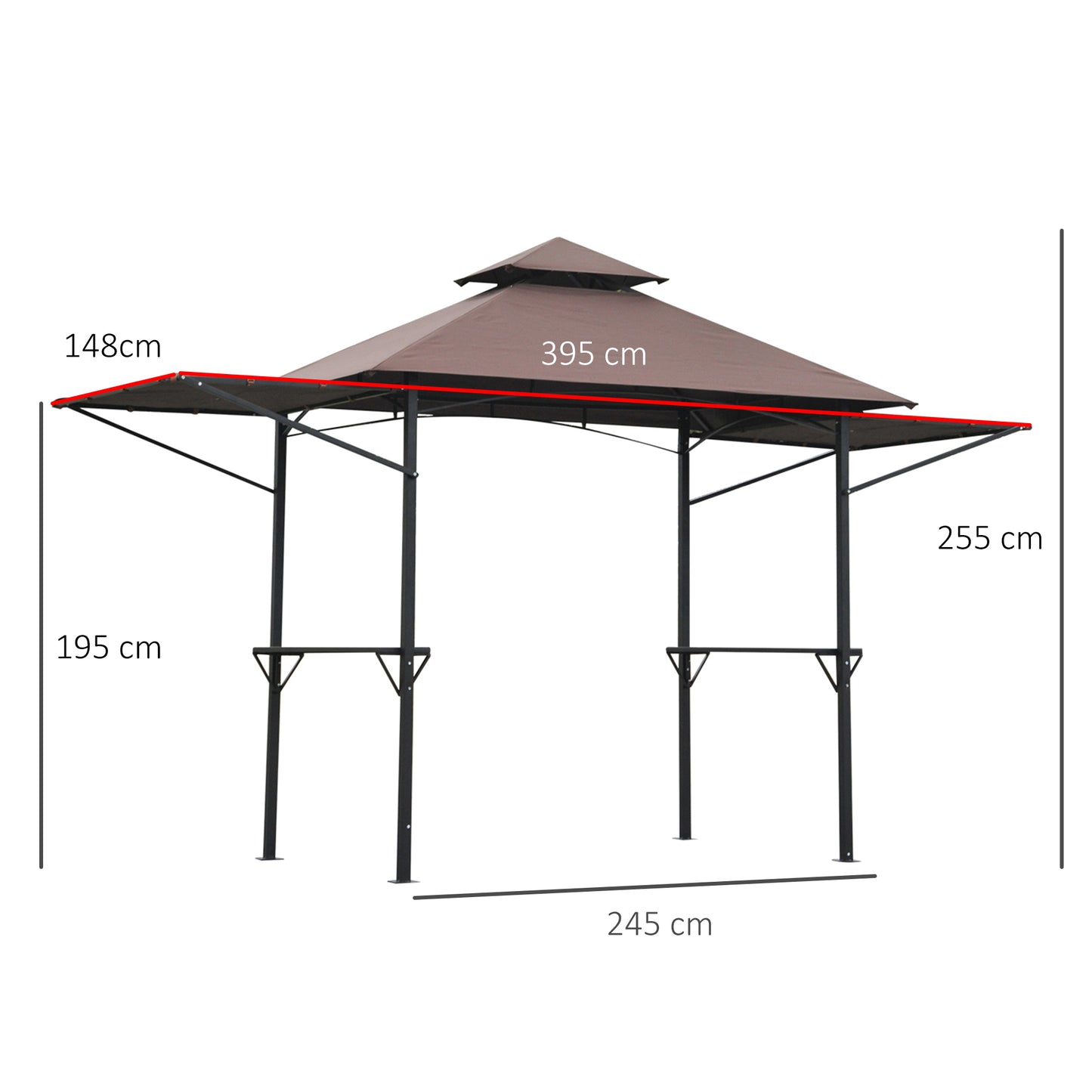 2.4 x 1.5 m (8' x 5') Grill Gazebo Canopy