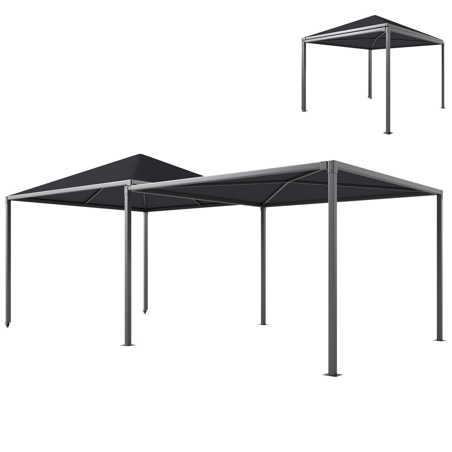 3 x 6m Garden Gazebo with Extendable Awning and Wheels