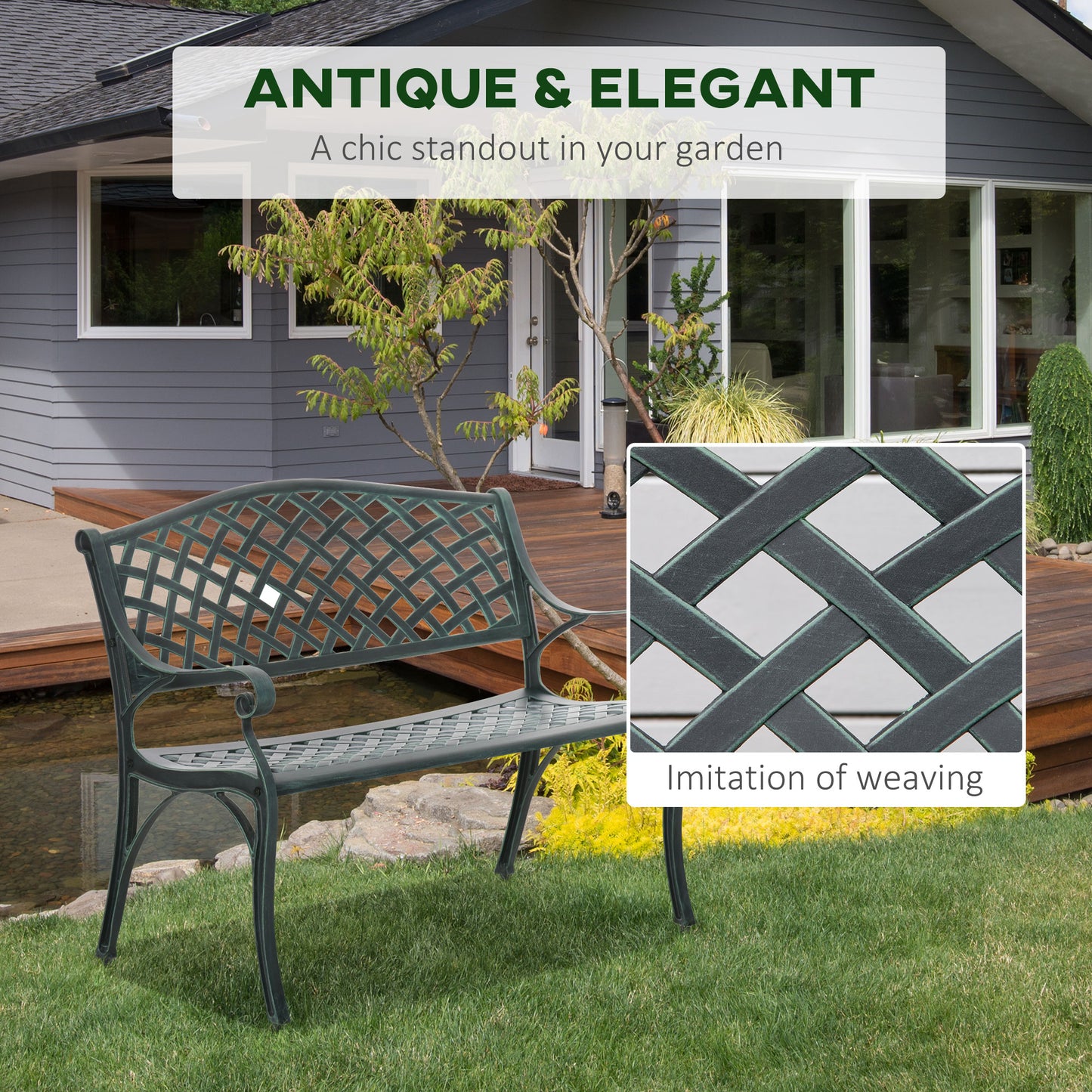 Cast Aluminium Garden Bench 2 Seater Antique Loveseat