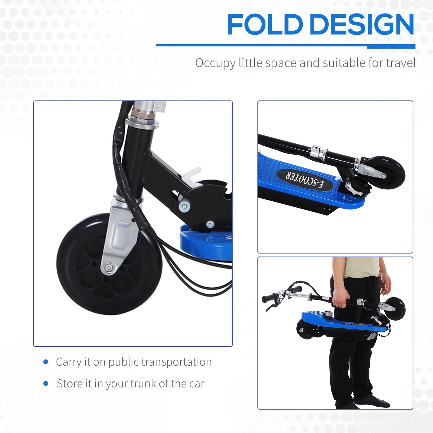 Foldable Electric Scooter for Kids 12V 120W W/Brake Kickstand