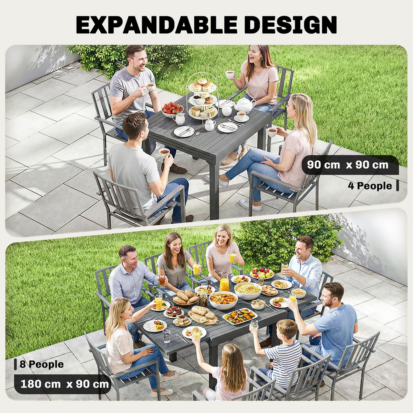 Extending Garden Table for 4-8 People