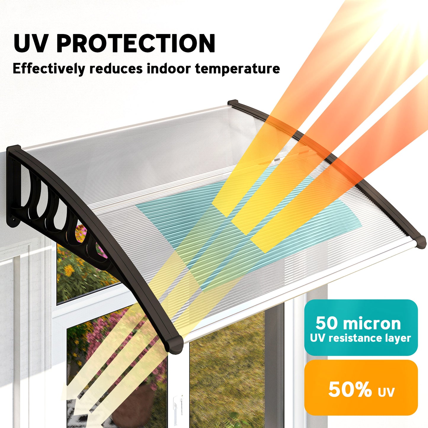 Front Door Canopy, Outdoor Awning, Rain Shelter for Window