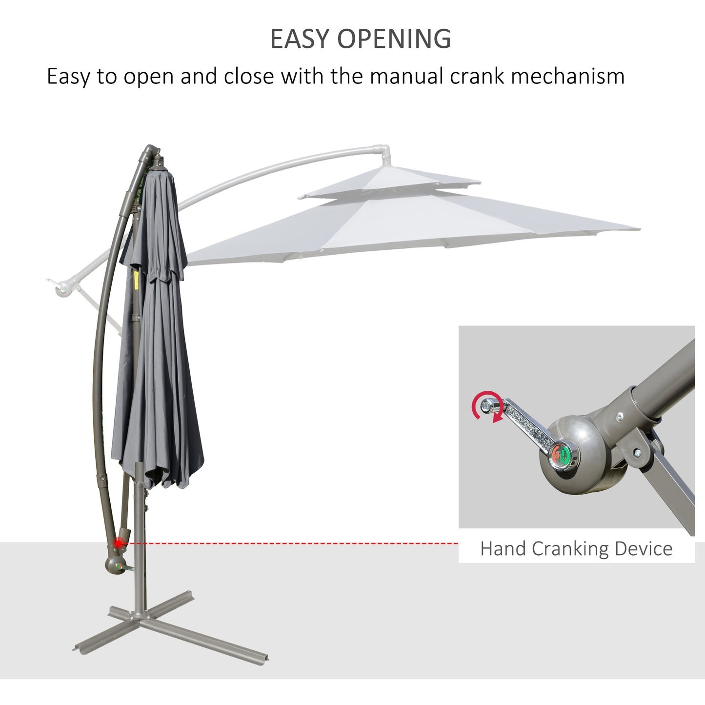 2.7m Garden Banana Parasol Cantilever Umbrella with Crank Handle (1)
