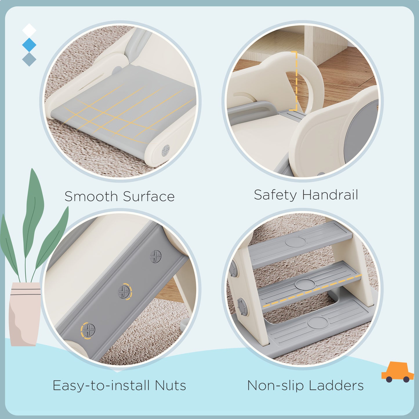 Foldable Kids Slide, Freestanding Baby Slide, for Ages 1.5-3 Years