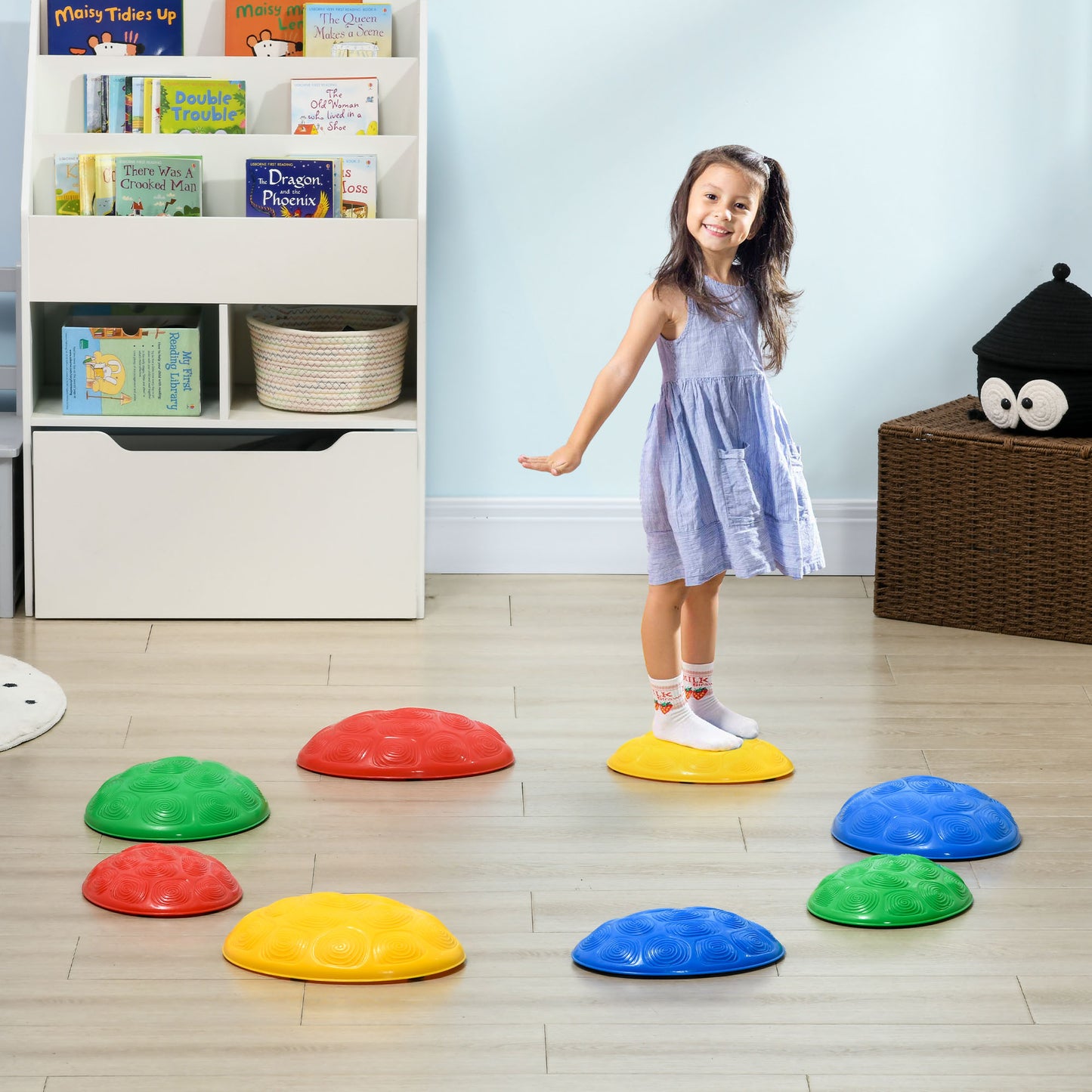 Eight-Piece Kids Stepping Stones, with Non-Slip Mats