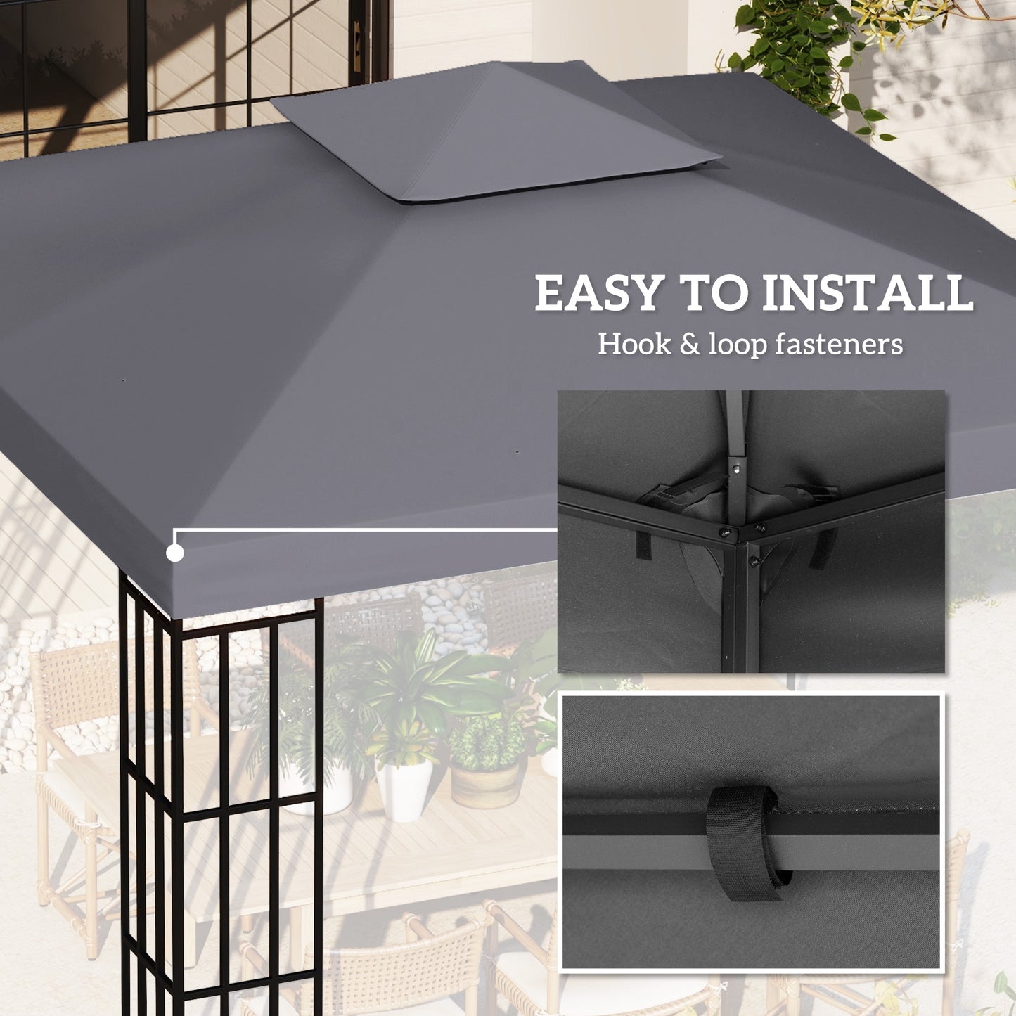 3(m) Gazebo Top Cover Double Tier Canopy Replacement Pavilion Roof