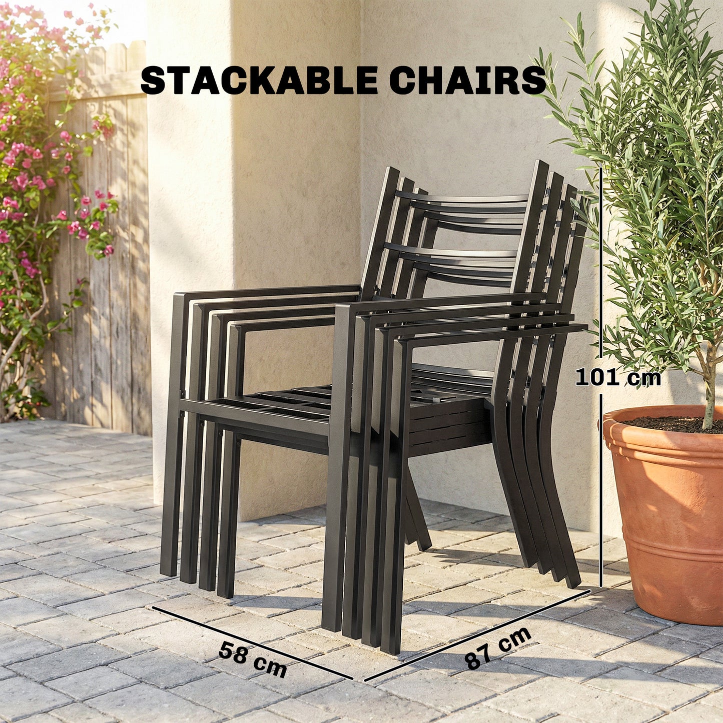 5 Pieces Outdoor Dining Set with Cushions