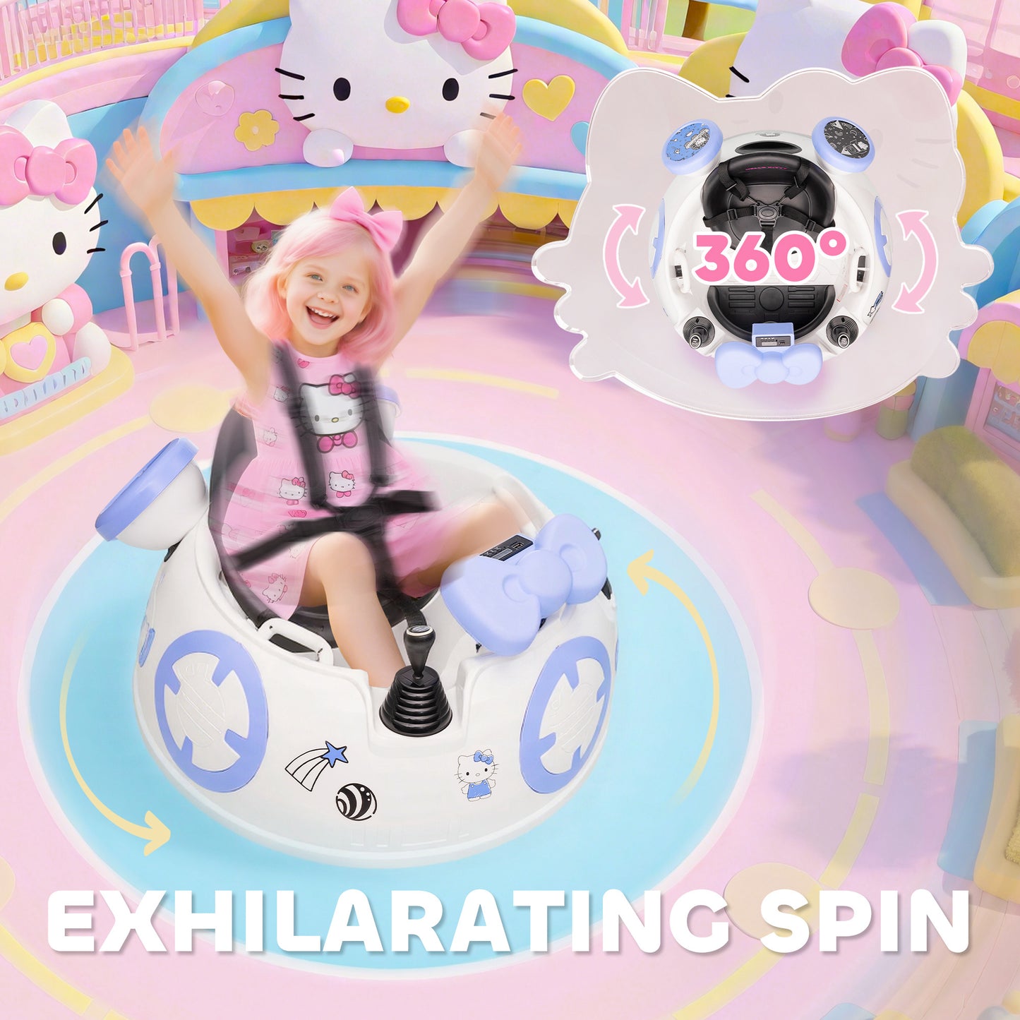Hello Kitty Kids Ride on Bumper Car with Remote Control