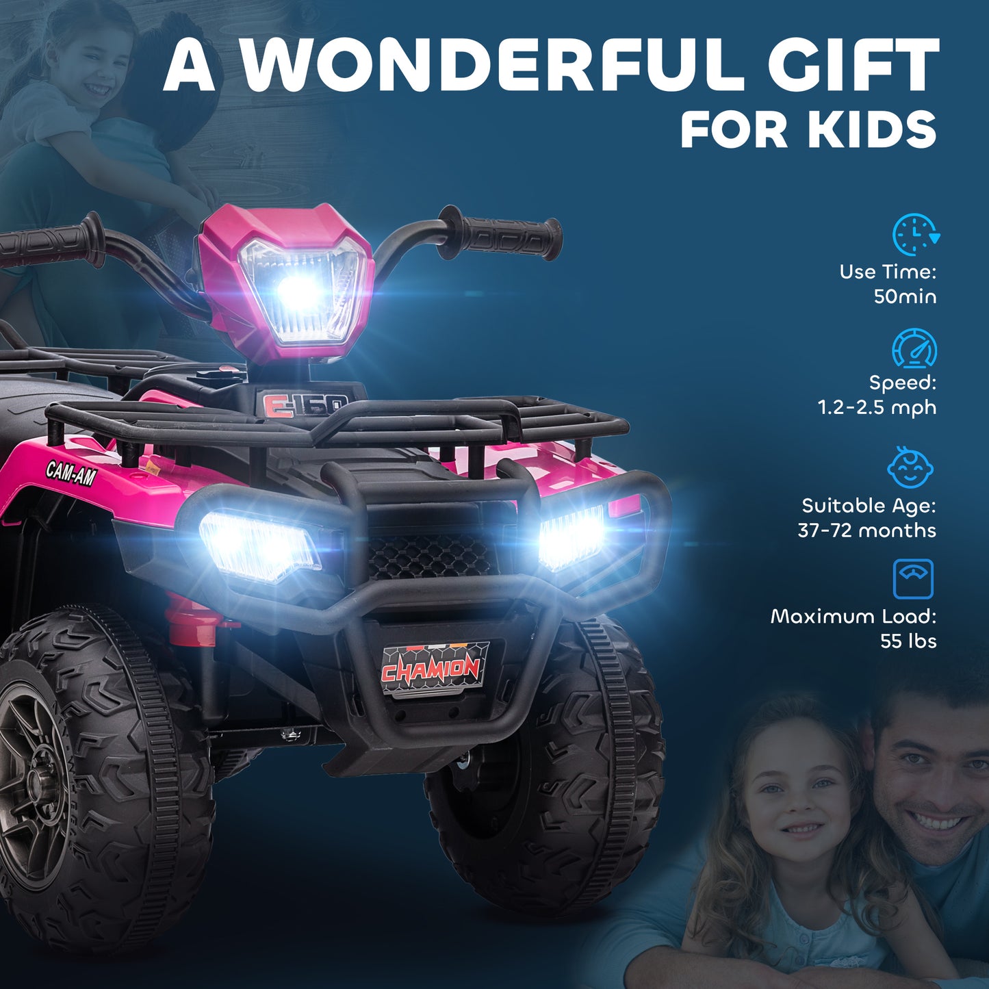 12V Kids Quad Bike with Forward, Reverse Functions