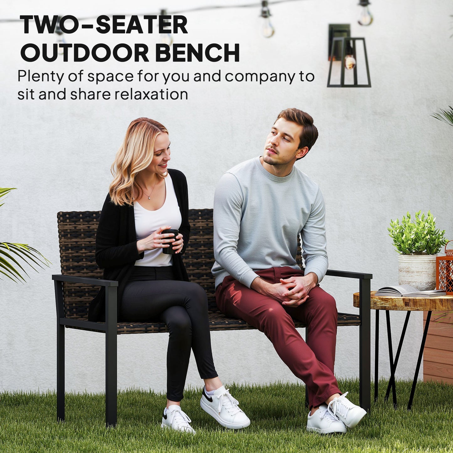 2 Seater Rattan Garden Bench