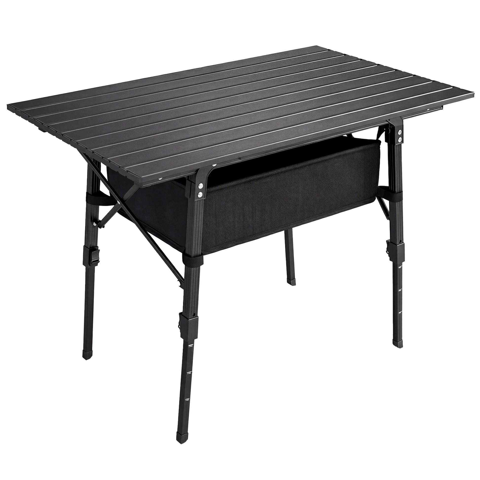 Folding Camping Table, 90 x 55 cm Height Adjustable Portable