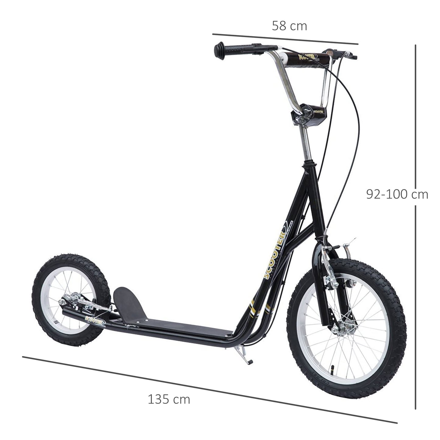 Kids Scooter, Teen Kick Scooter with Rubber Wheels, 16" Front Wheel