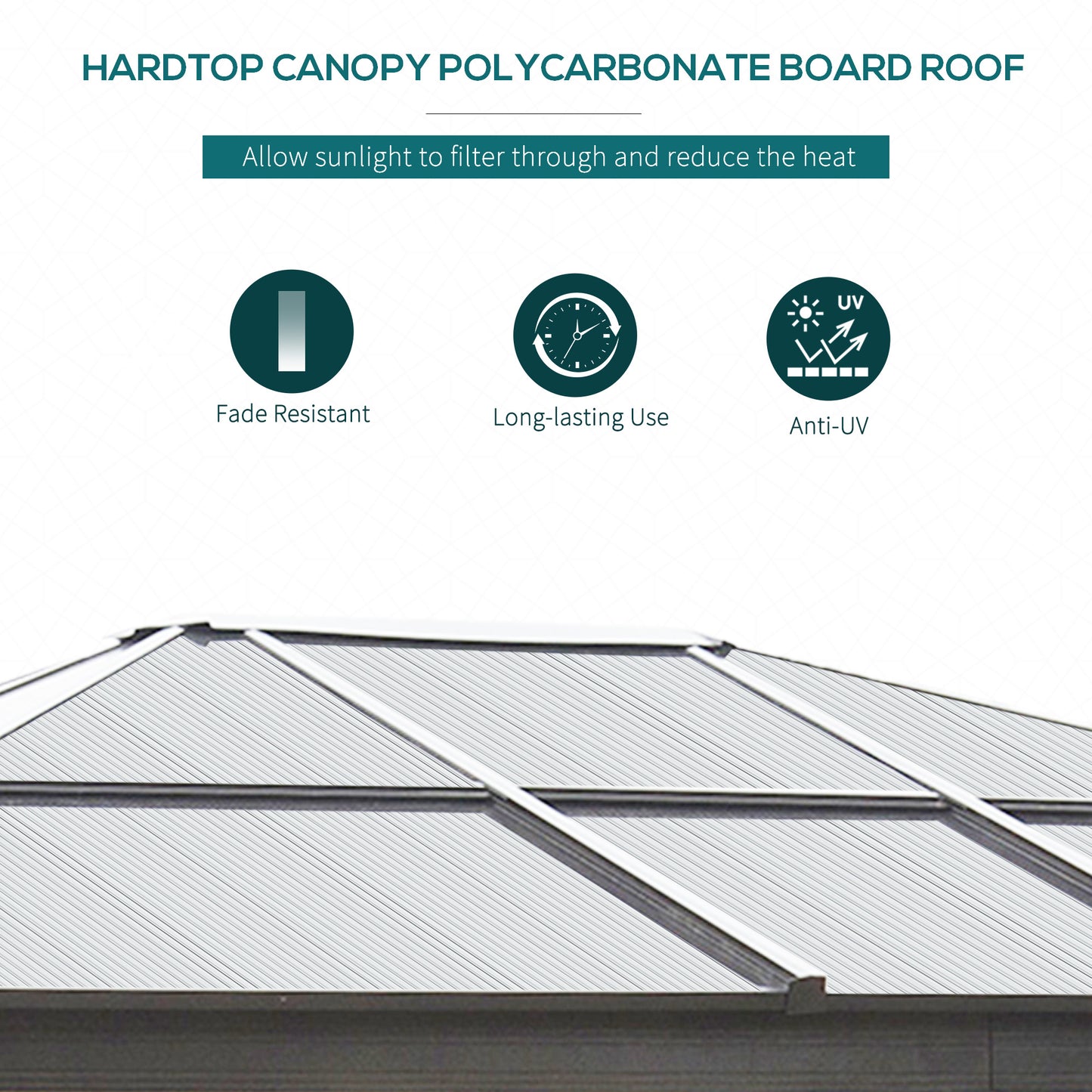 3 x 3.6(m) Hardtop Gazebo Canopy with Polycarbonate Roof