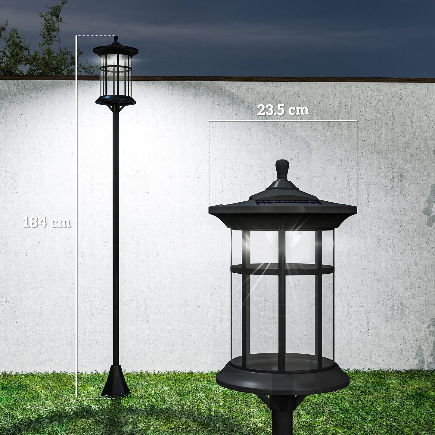 Set of Two 1.8m Traditional Style Solar Lamp Posts