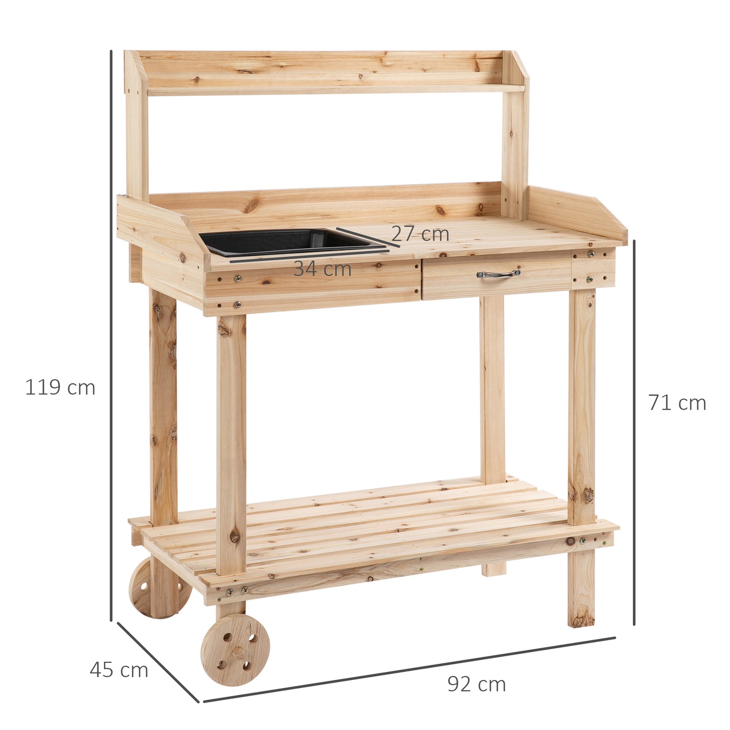 Garden Potting Bench Table, Wooden Work Station