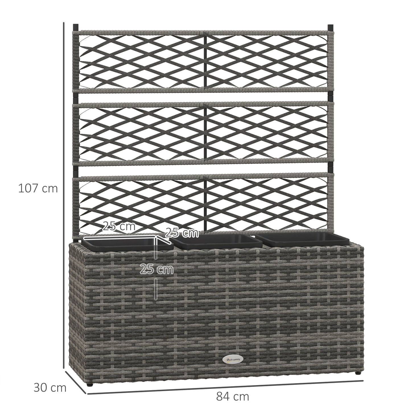 33L Garden PE Rattan Planter with Trellis