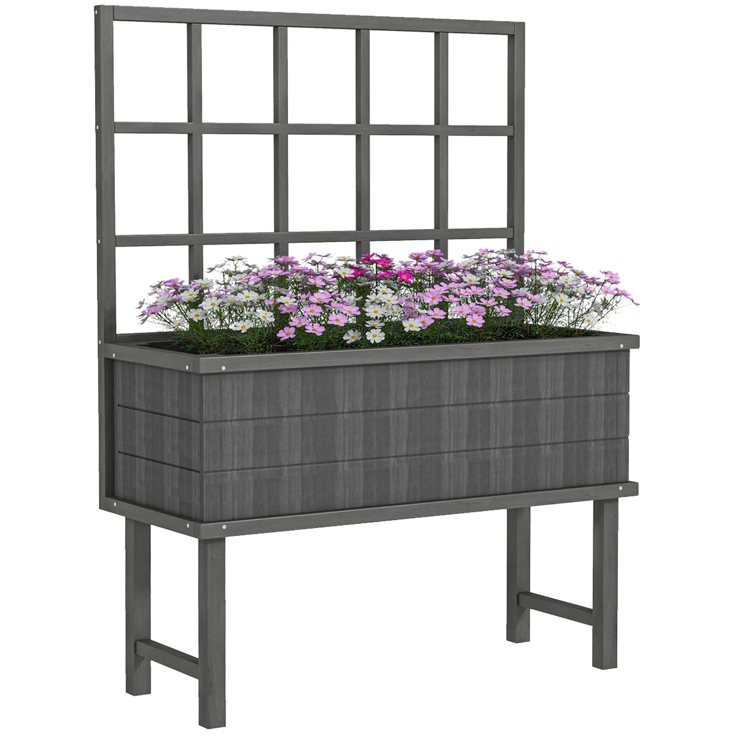 45 x 105cm Wooden Garden Planter, with Trellis