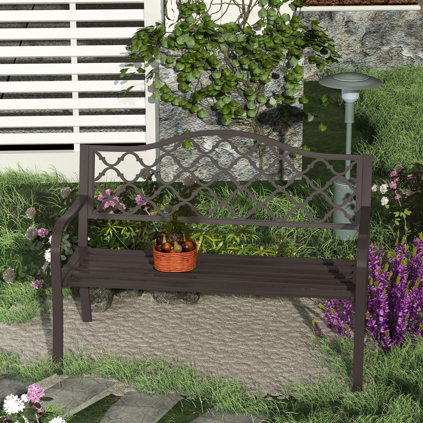 Antique Style Outdoor Cast Iron Front Porch Bench Path Chair Seat