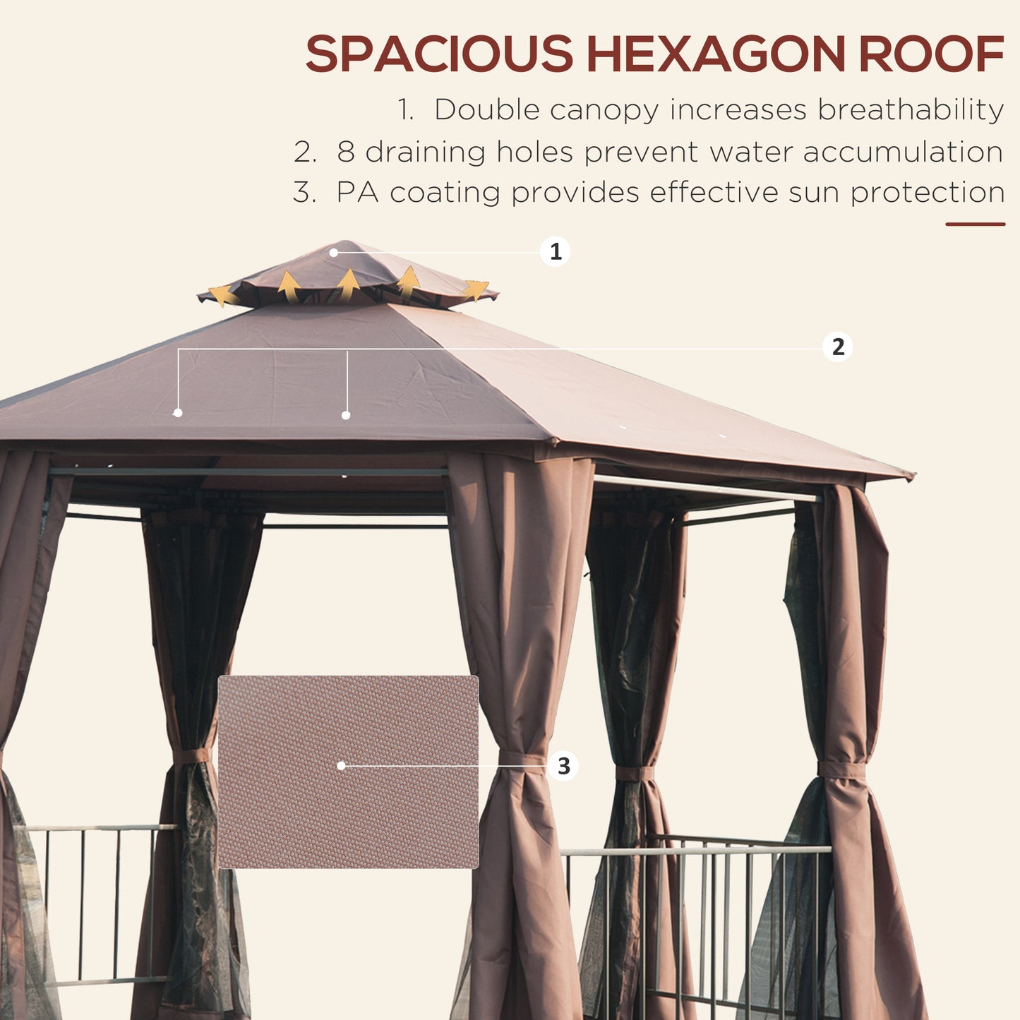 3 x 3(m) Hexagon Gazebo Patio Canopy Party Tent Outdoor Garden